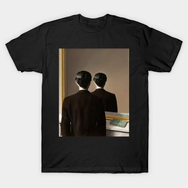 Rene Magritte Man Mirror T-Shirt by mgpeterson590